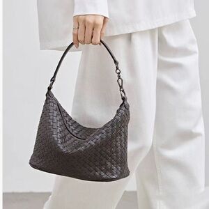 Women chocolate Woven sheepskin shoulder Bag